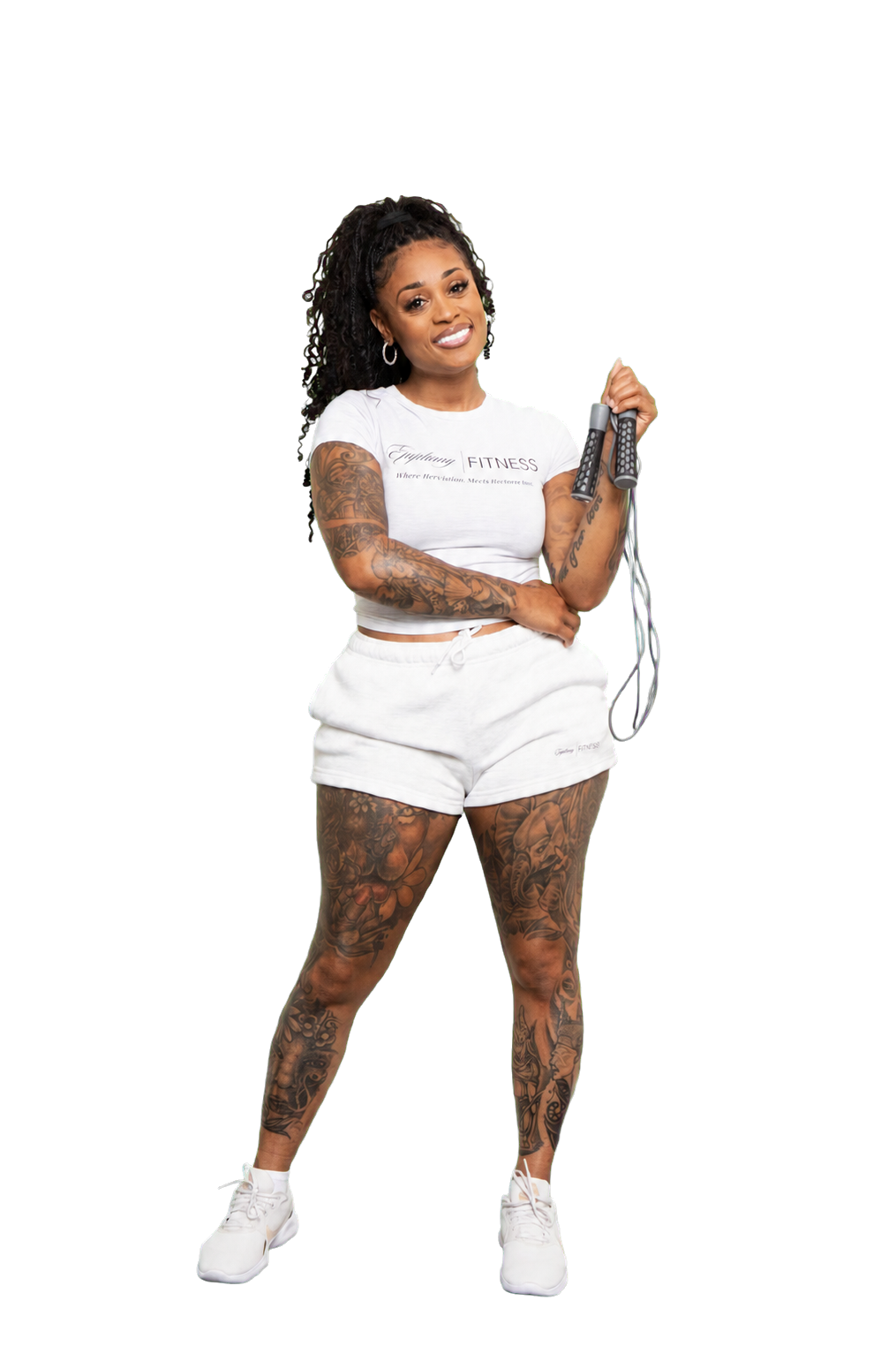 Tiara Walton smiling and holding a jump rope